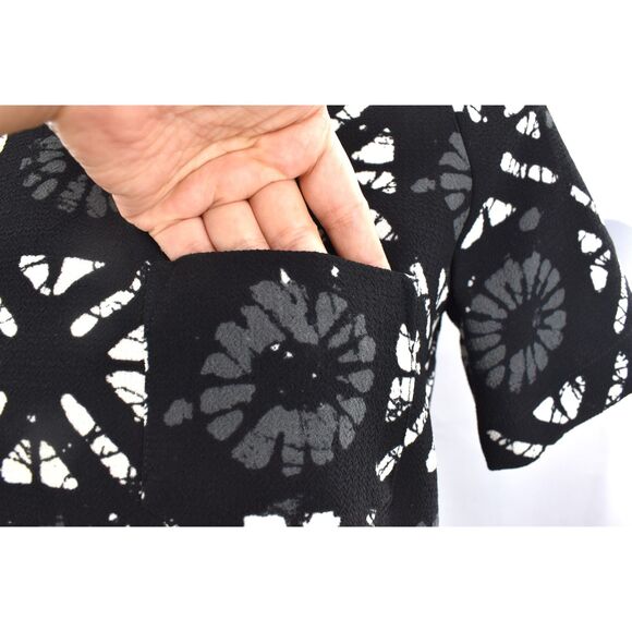 Madewell Industry Button-Back Short Sleeve Batik Grid Top Black & White Size XXS - Picture 4 of 11